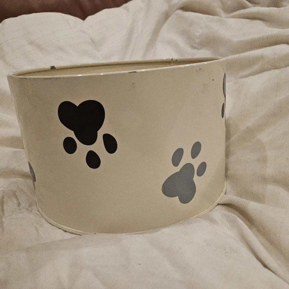 Cream Pet Bowl with Paw Prints